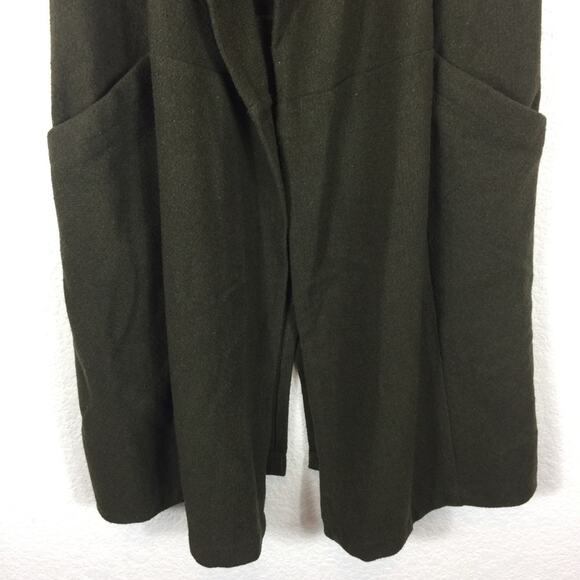 BCBGeneration Green Wool Long Open Front Military Duster Vest Size Small - Picture 7 of 12